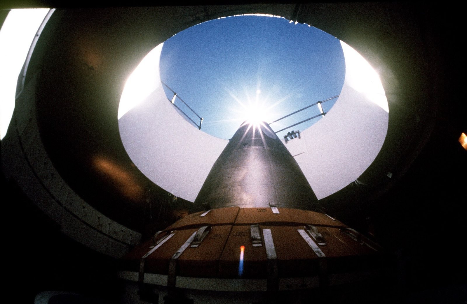A Peacekeeper missile in its silo in a source-dated 1987 photograph
