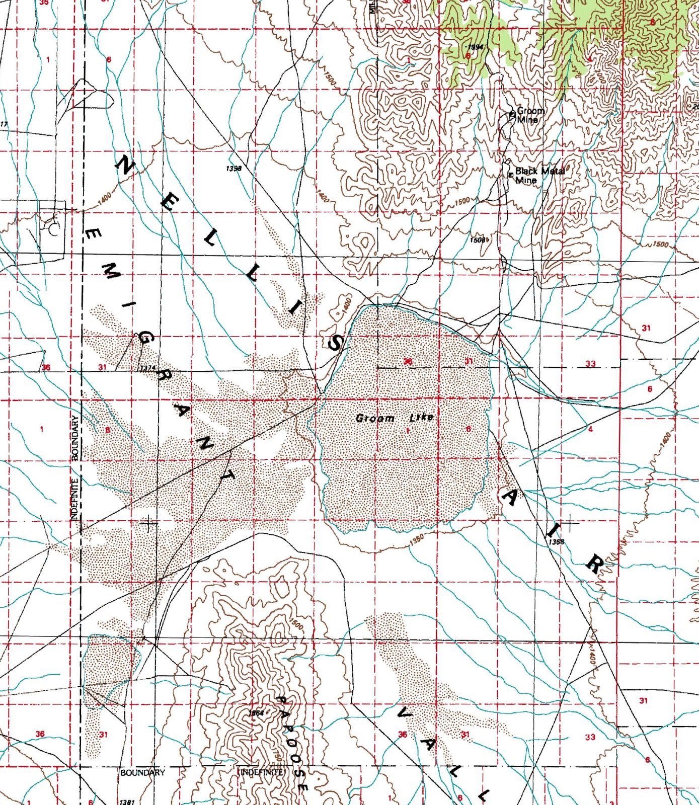 A map of the Groom Lake area