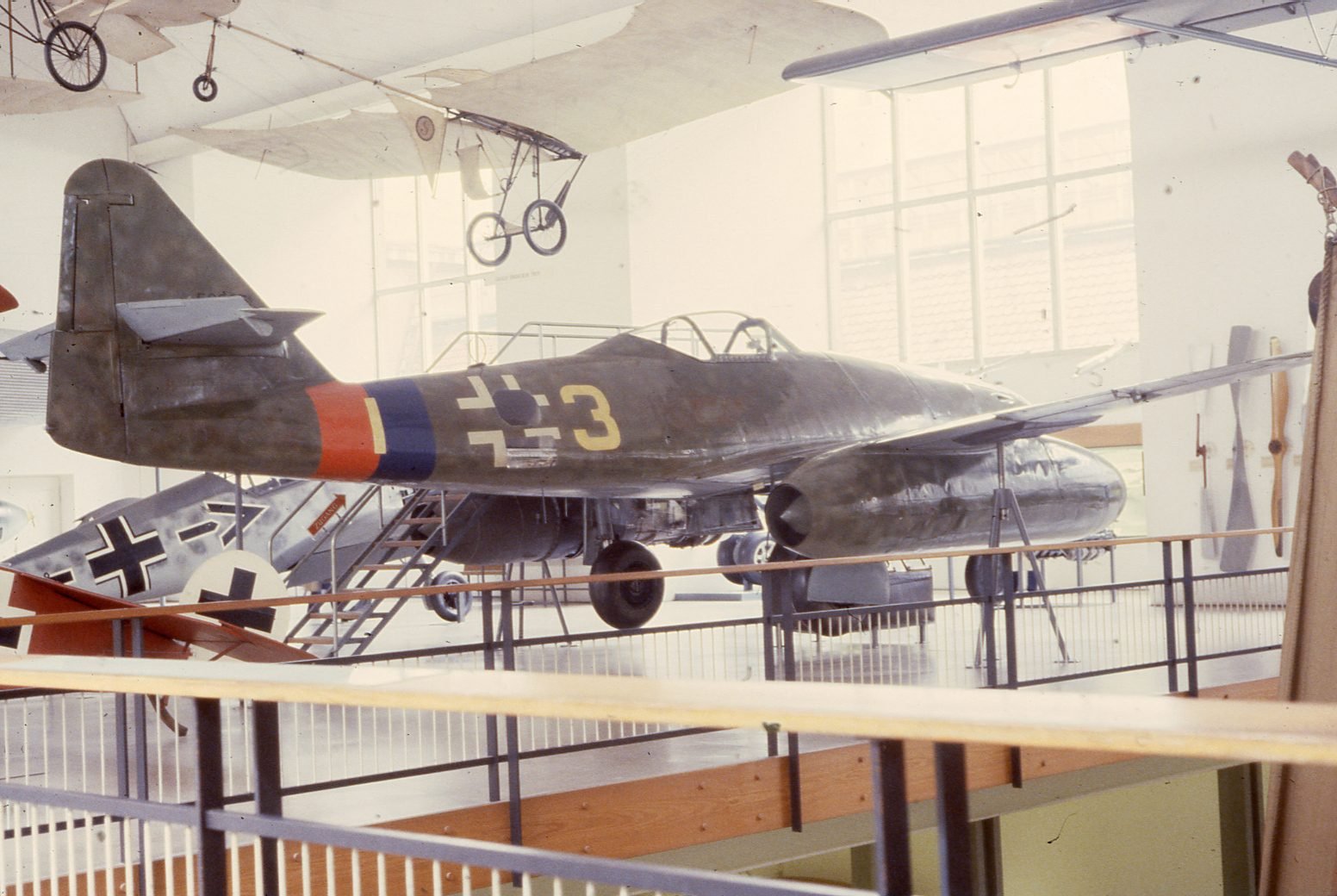 A Me 262 displayed in the Deutsches Museum in a source-dated 1976 photograph