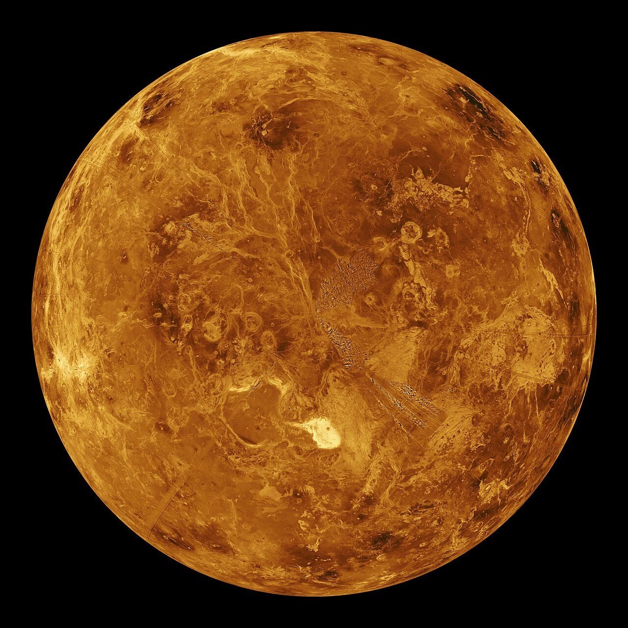 A computer-simulated global view of Venus based on radar data