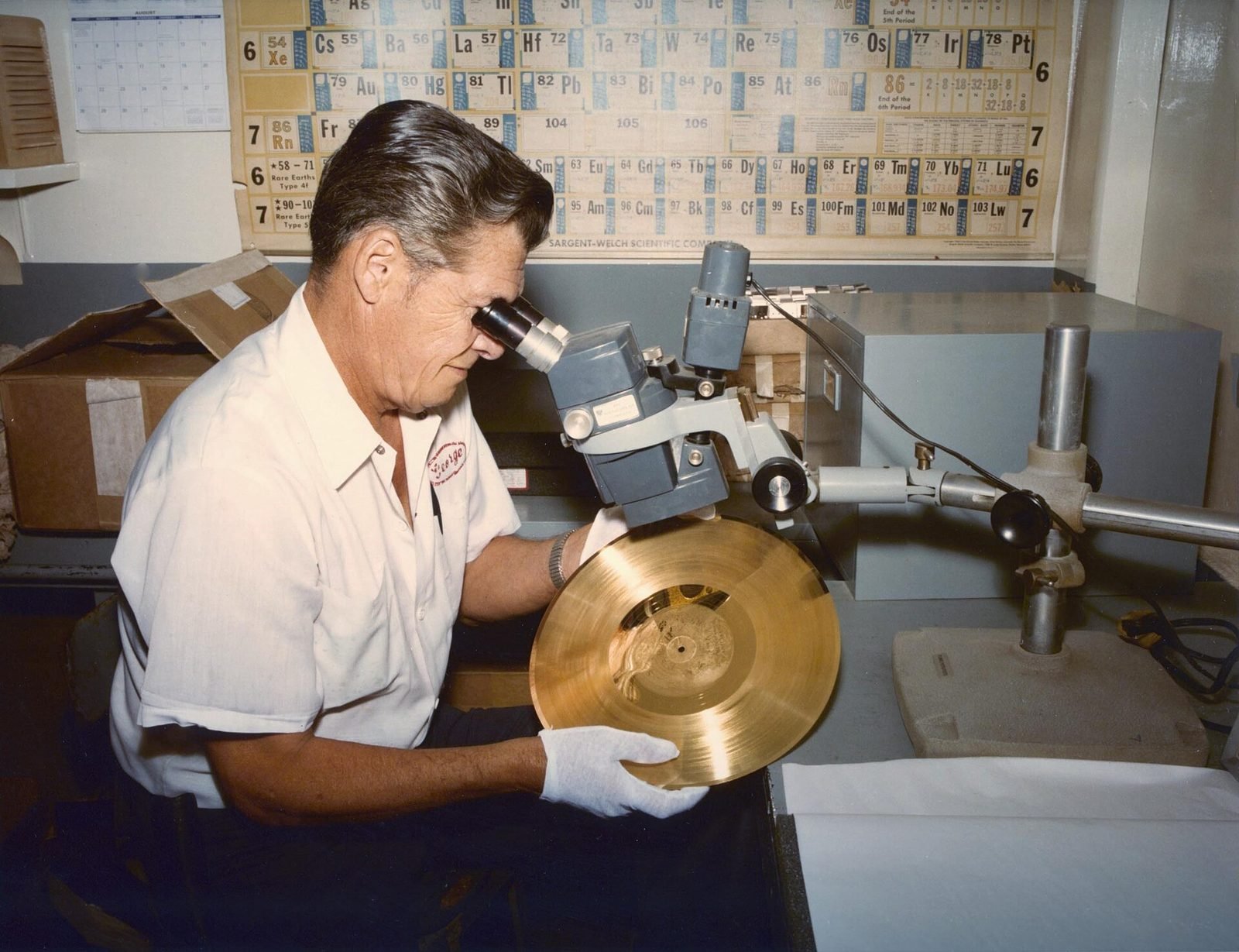 Gold-plating work for the Voyager record