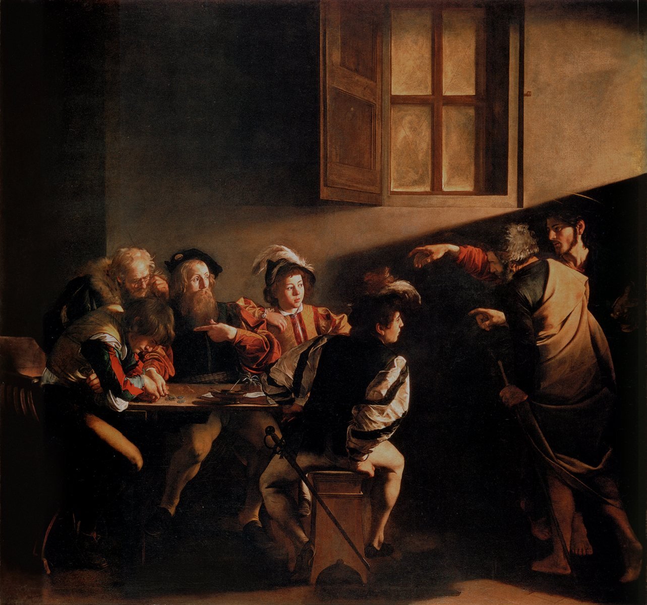 Caravaggio, The Calling of Saint Matthew, 1599–1600, Contarelli Chapel, San Luigi dei Francesi, Rome