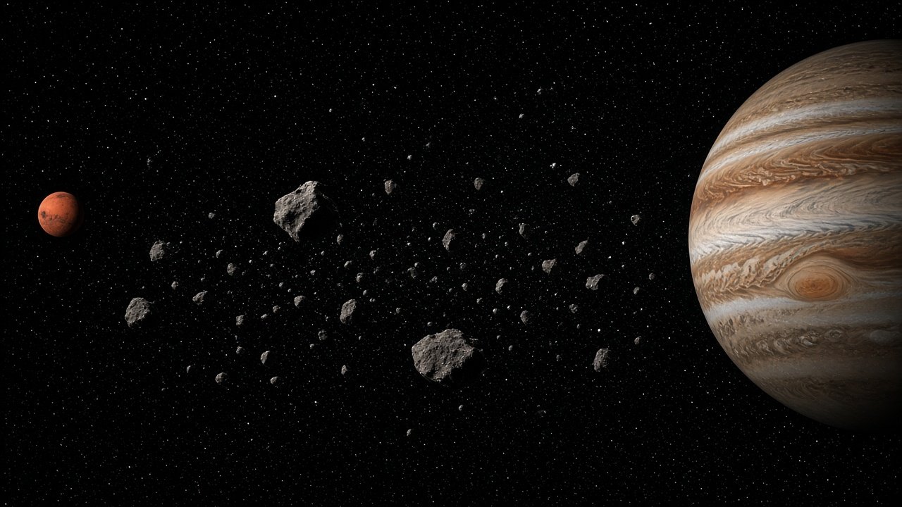 A sparse asteroid field between Mars and Jupiter
